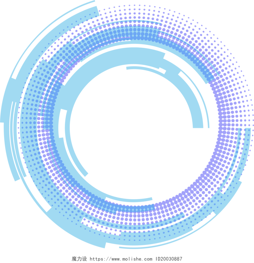 科技圈蓝色圆圈标题框商务报告线条圆形边框科技圆素材